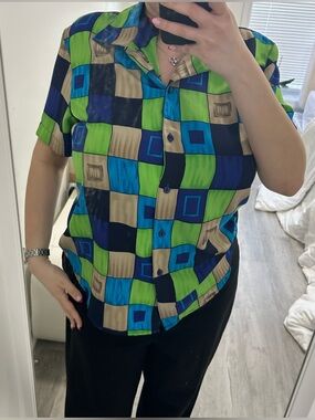 notations vintage button down blouse